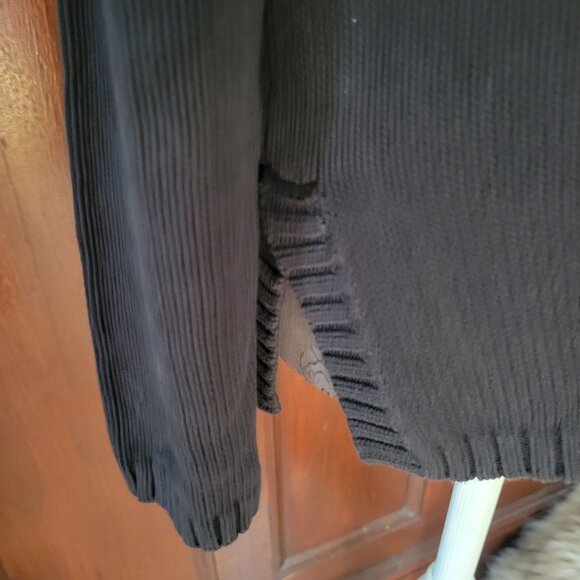 Eddie Bauer Womens Black V-Neck Sweater Large Cotton/Nylon Blend - Picture 4 of 6